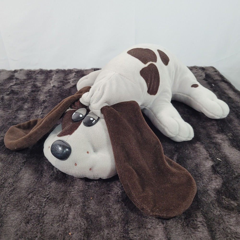 Vintage 1985 Tonka Pound Puppies Plush Grey Brown Spotted Dog Floppy Ears 80s